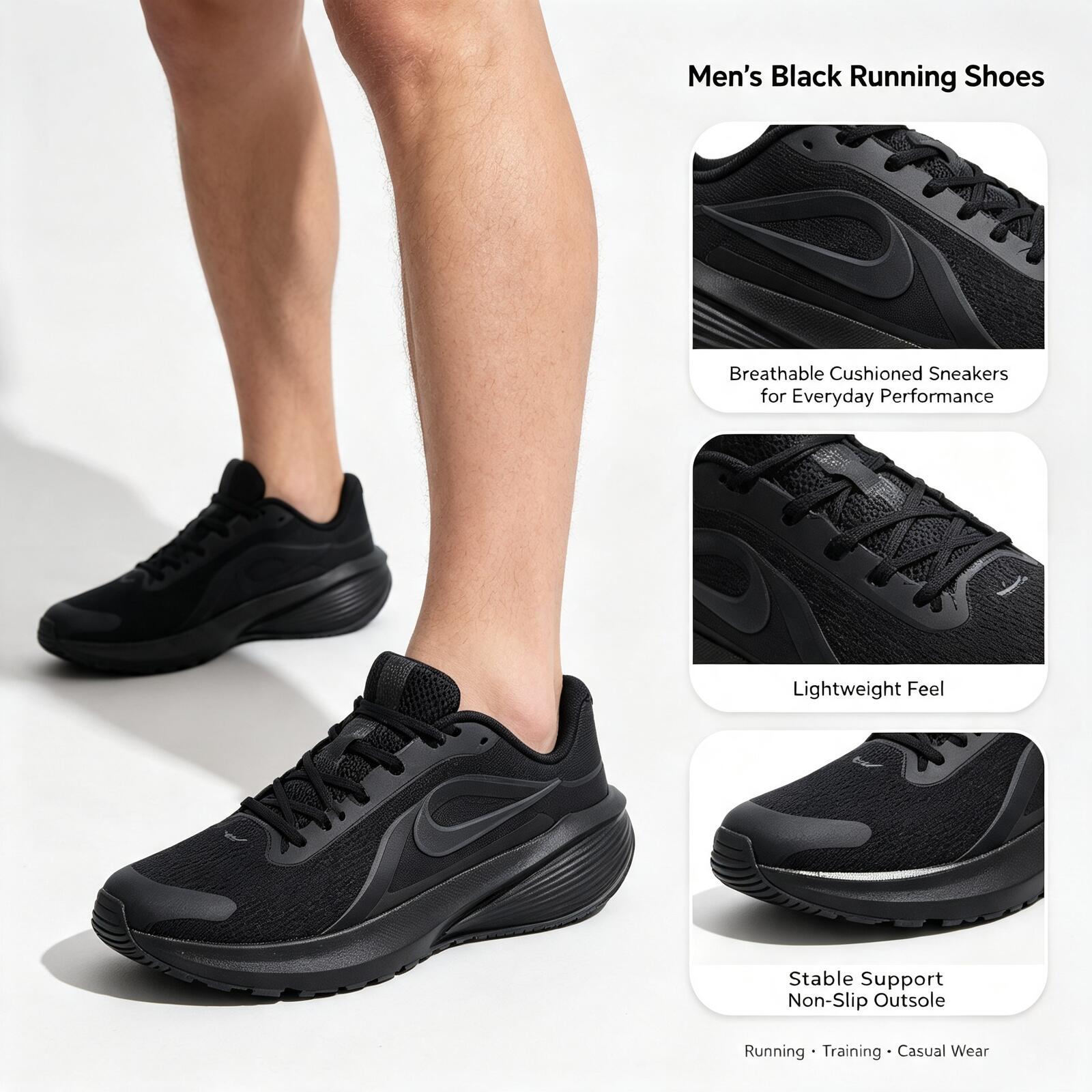 Men'S Shoes Nike Black - Czarne męskie buty do biegania Nike,