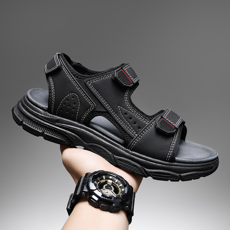 Men'S Shoes With Velcro - Męskie sandały outdoorowe z regulowanymi paskami