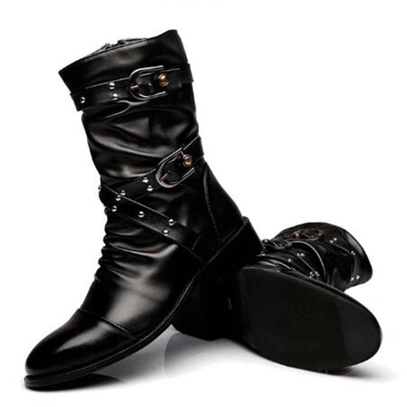 Men Shoes Size 46 - Modne męskie skórzane buty do połowy